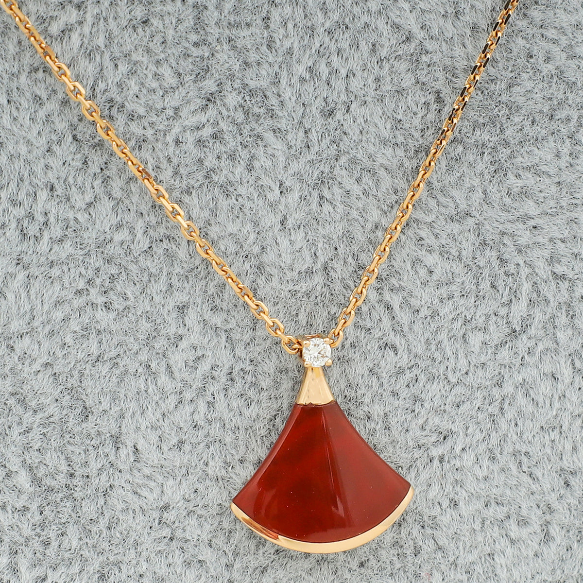 Bvlgari 18K Rose Gold Carnelian Diamond Diva's Dream Pendant Necklace