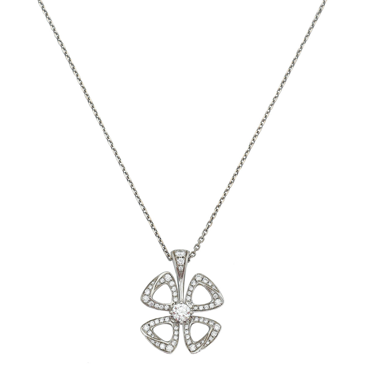 Bvlgari 18K White Gold Diamond Fiorever Necklace