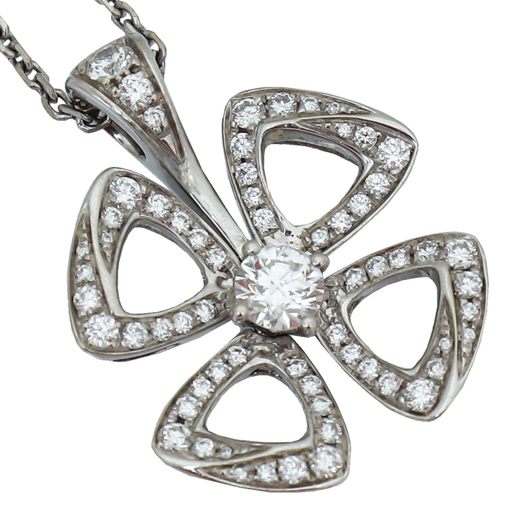 Bvlgari 18K White Gold Diamond Fiorever Necklace