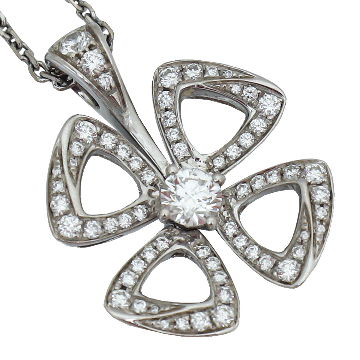 Bvlgari 18K White Gold Diamond Fiorever Necklace