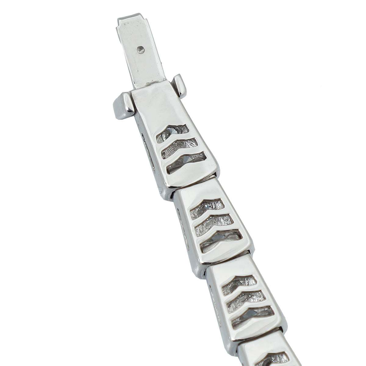 Bvlgari 18K White Gold Serpenti Viper Slim Necklace W/ Full Pave Diamonds