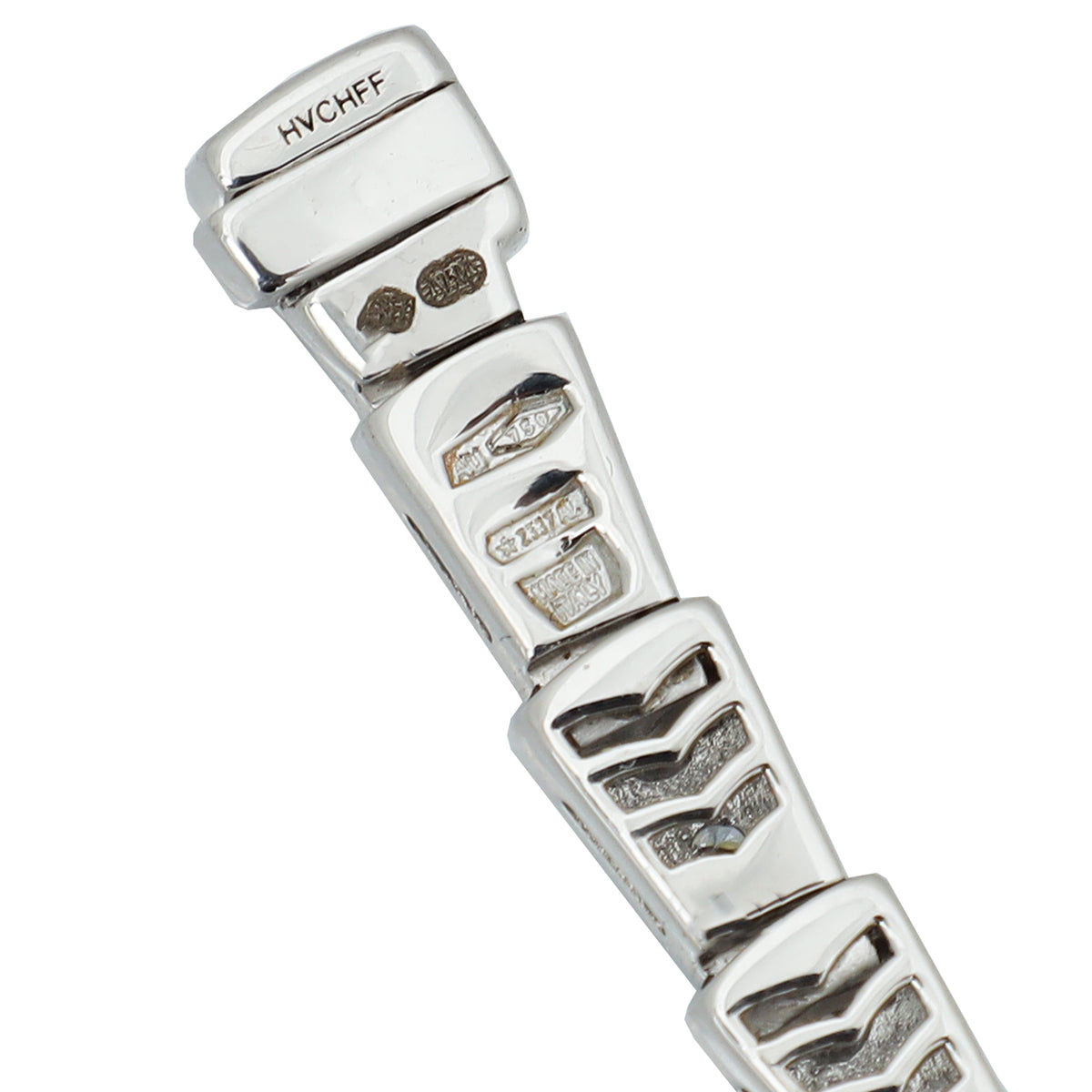 Bvlgari 18K White Gold Serpenti Viper Slim Necklace W/ Full Pave Diamonds