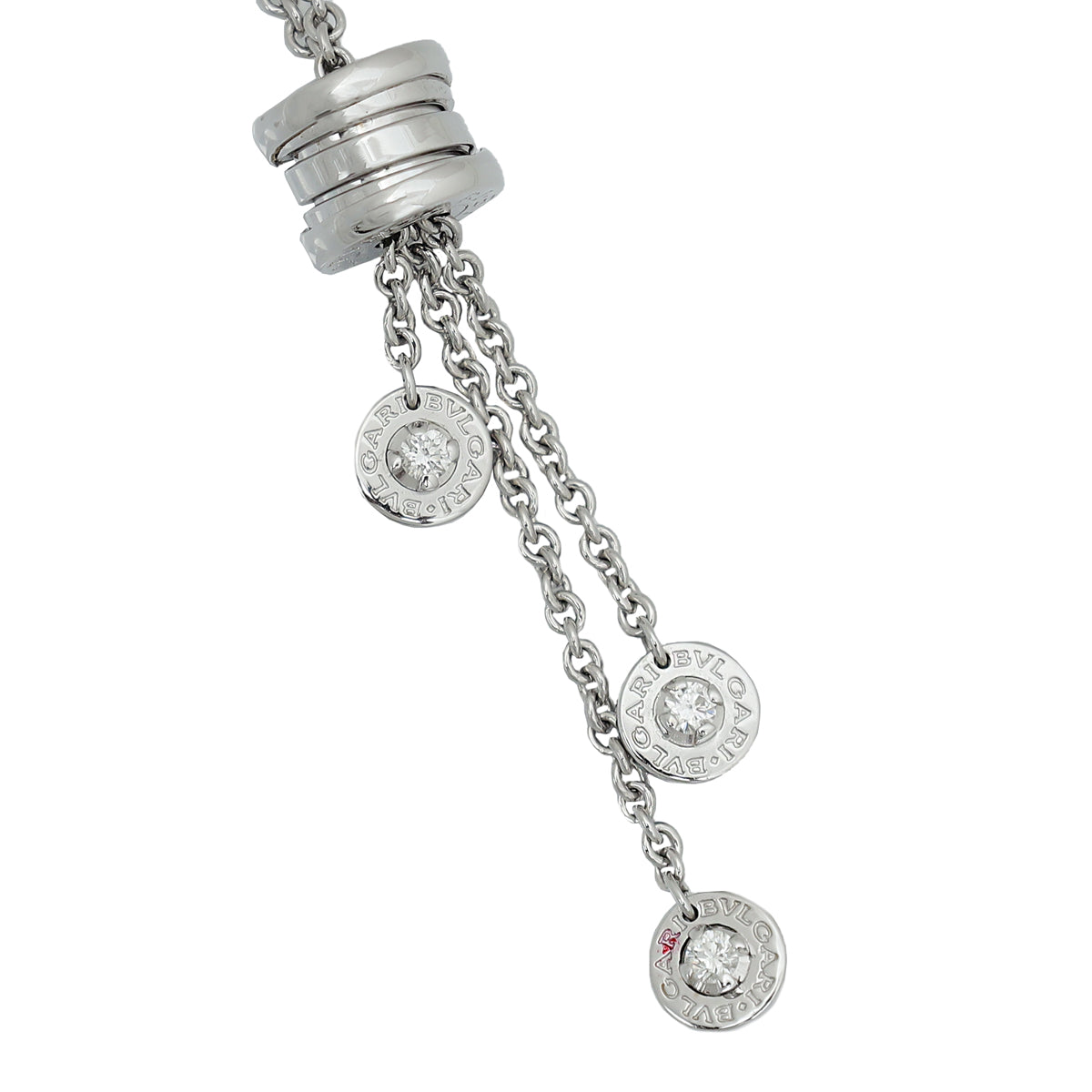Bvlgari 18K White Gold Diamond B. Zero Lavalier Necklace