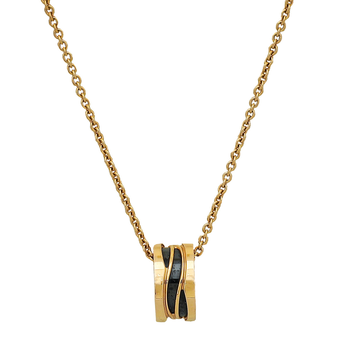 Bvlgari 18K Rose Gold Black Ceramic B Zero1 Design Legend Necklace