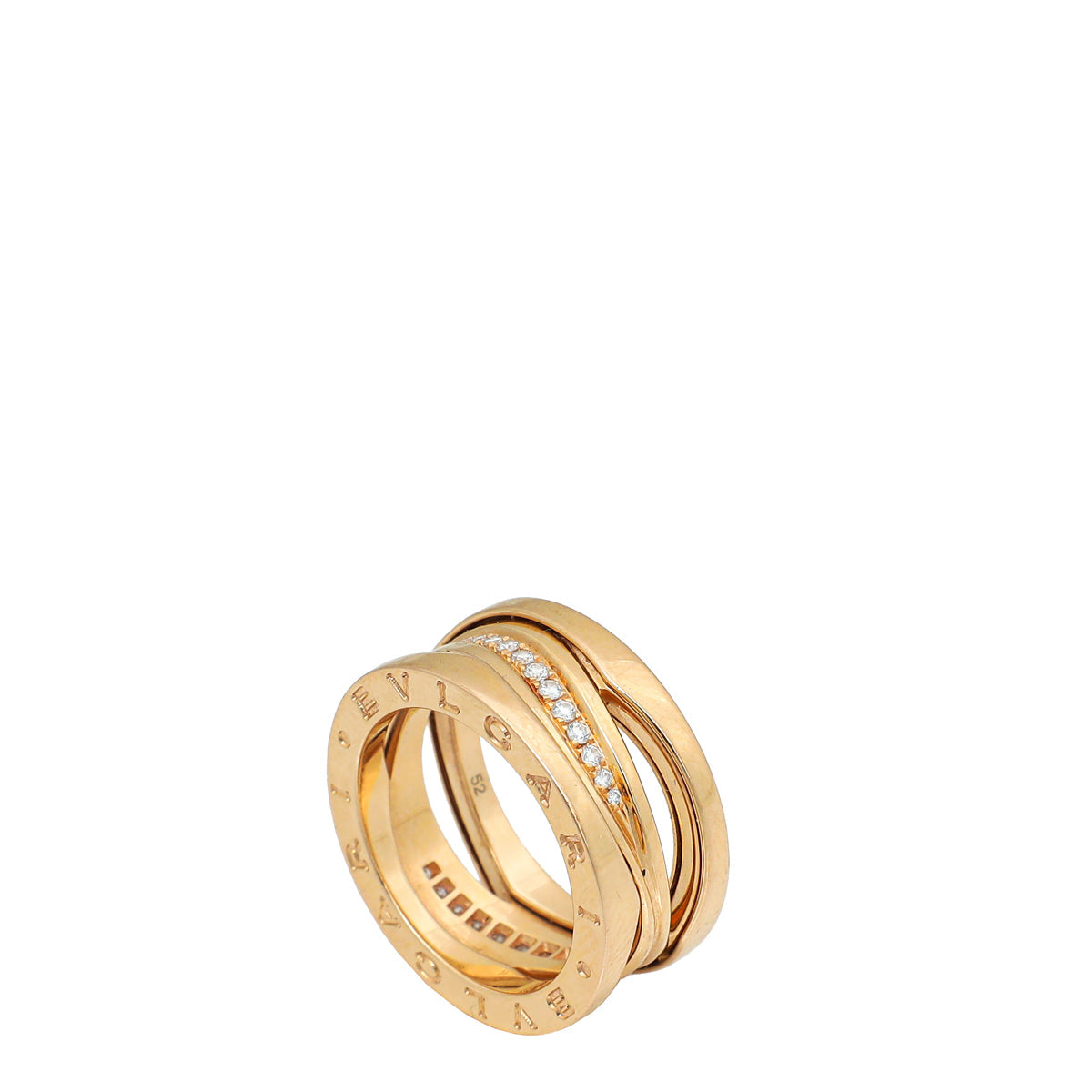 Bvlgari 18K Rose Gold B Zero 1 Legend Diamond Ring 52