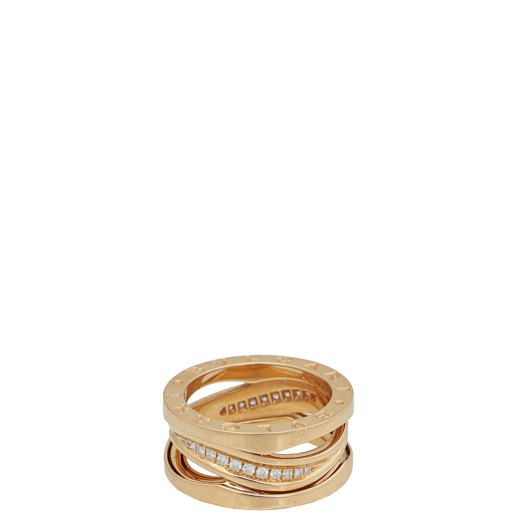 Bvlgari 18K Rose Gold B Zero 1 Legend Diamond Ring 52