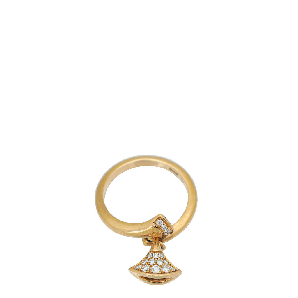 Bvlgari 18K Rose Gold Diamond Diva's Dream Drop Ring 51