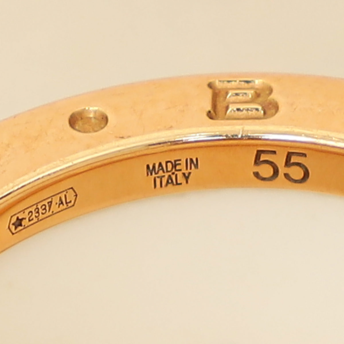 Bvlgari 18K Rose Gold B.zero1 Four Band White Ceramic Ring 55