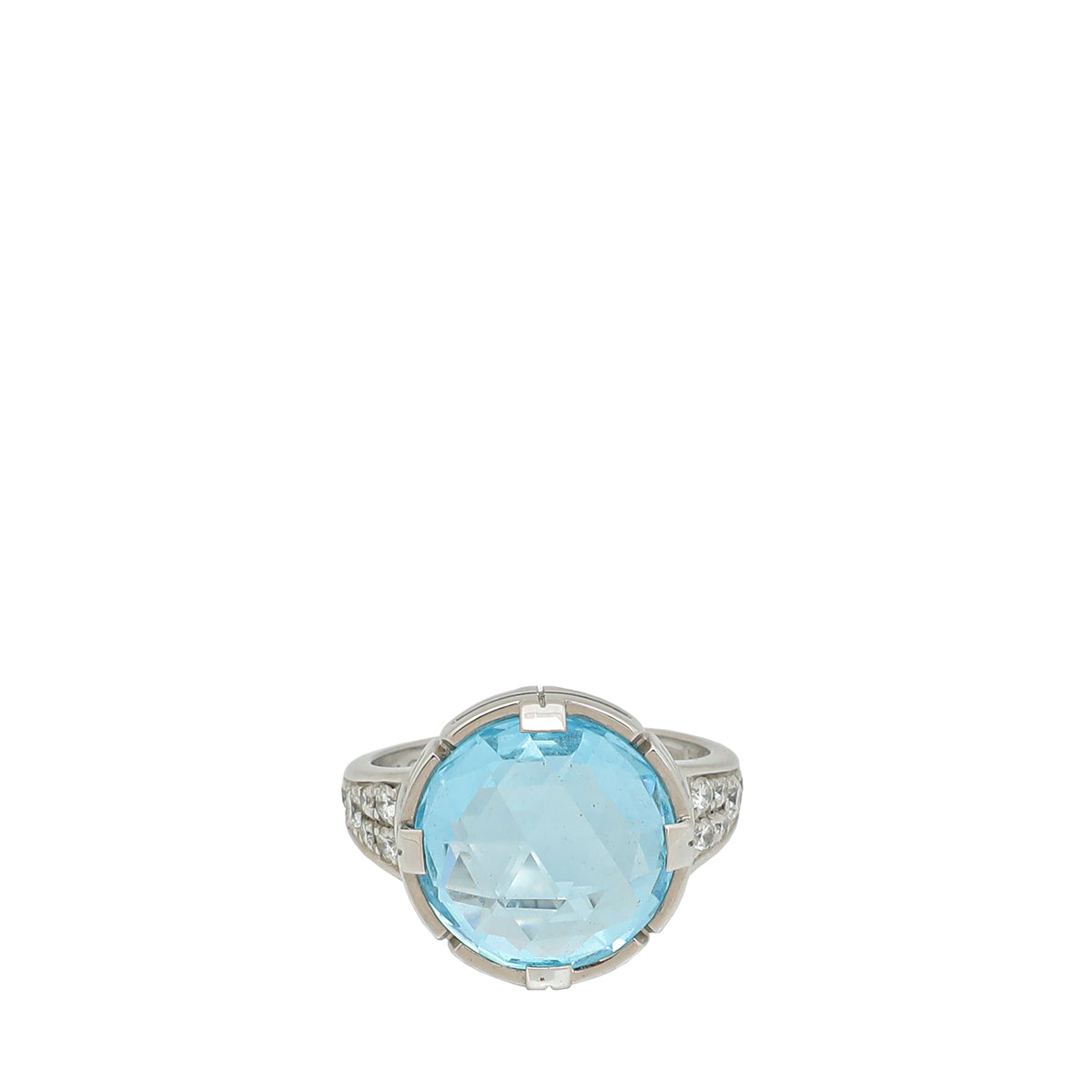 Bvlgari 18K White Gold Parentesi Topaz Diamonds Ring 52