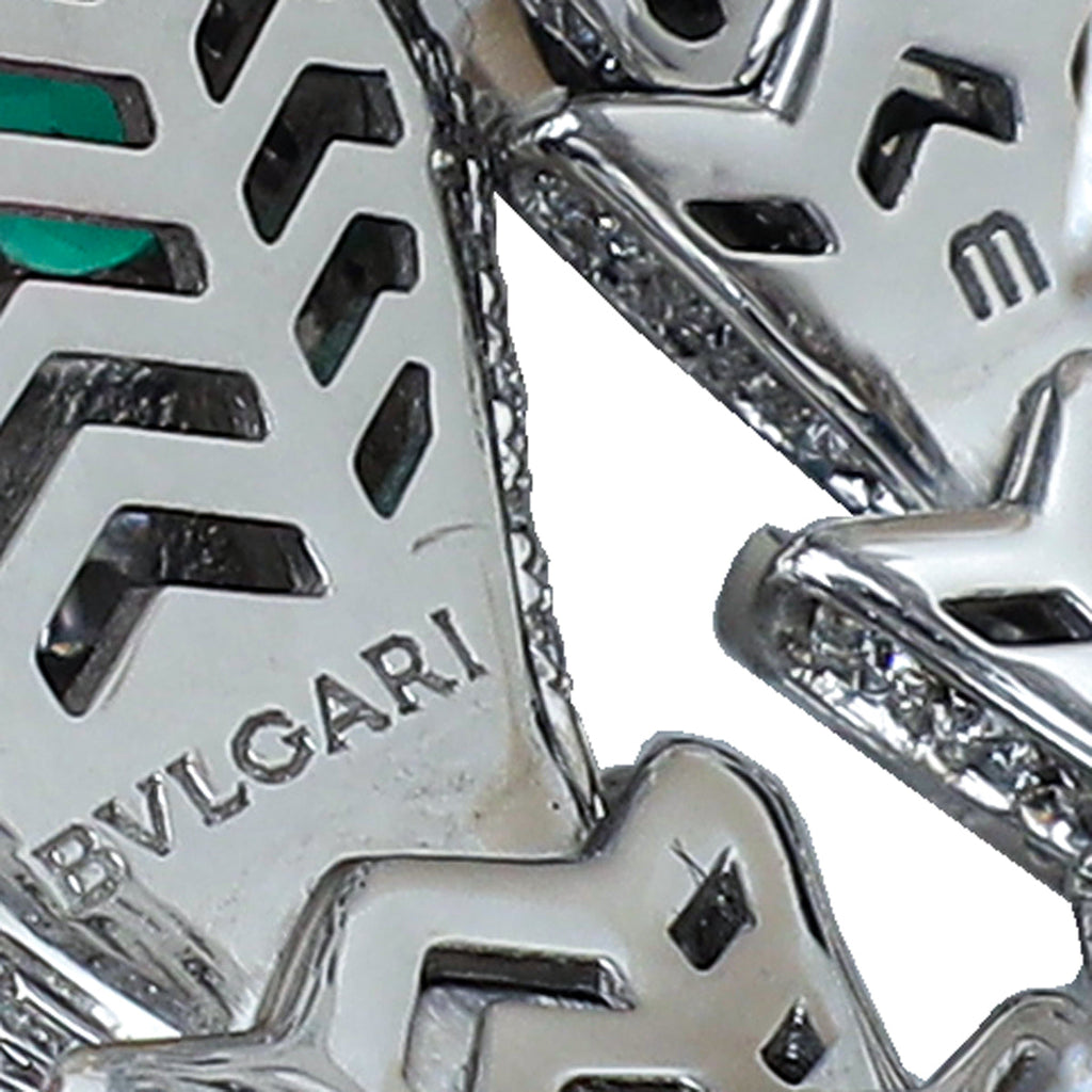 Bvlgari 18K White Gold Emeralds & Diamonds Serpenti Medium Ring