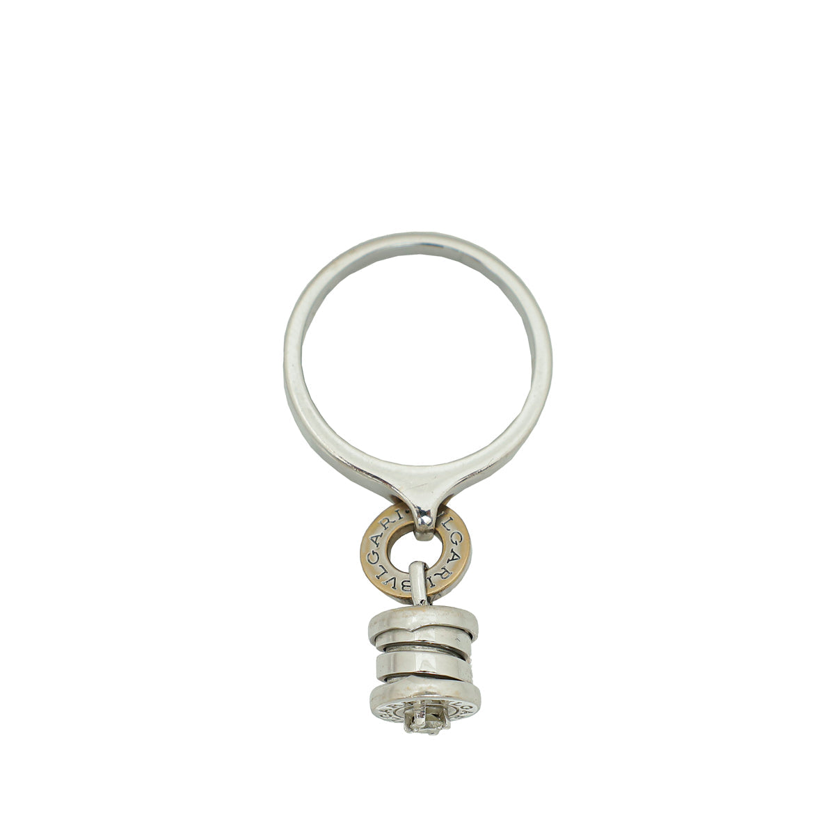 Bvlgari 18K White Gold B. Zero 1 Charm w/Diamond Ring 55