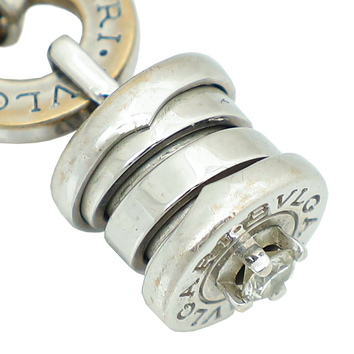 Bvlgari 18K White Gold B. Zero 1 Charm w/Diamond Ring 55