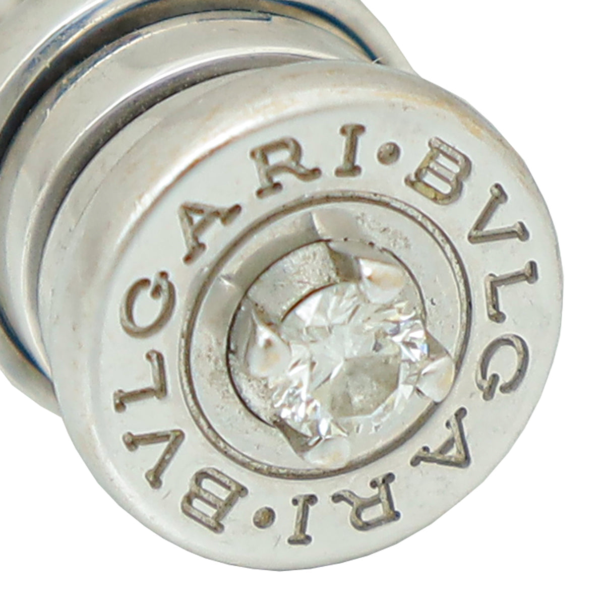 Bvlgari 18K White Gold B. Zero 1 Charm w/Diamond Ring 55