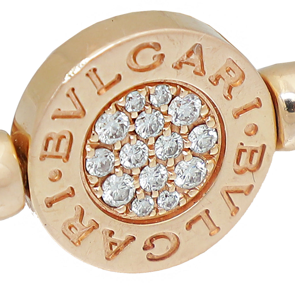Bvlgari 18K Pink Gold Jade and Diamond Flip Ring 56
