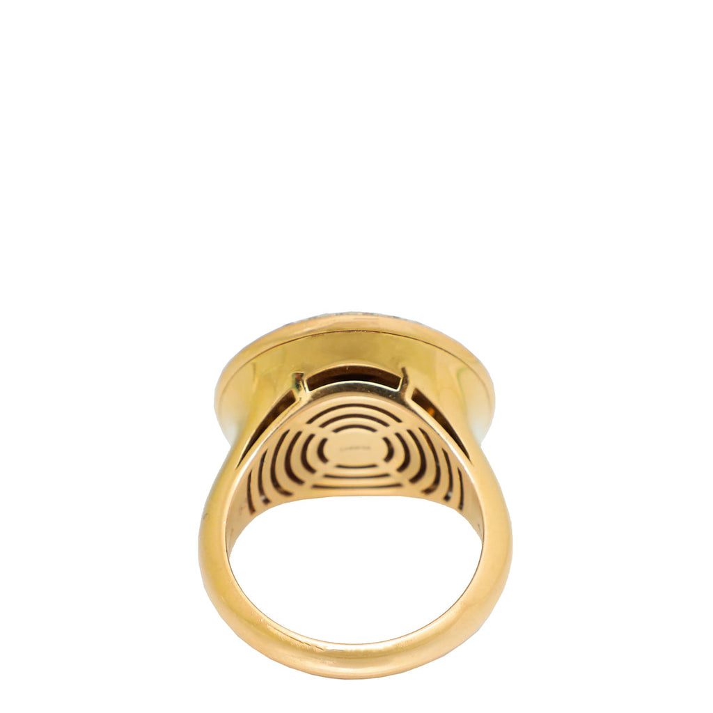 Bvlgari 18K Yellow Gold MOP Amethyst & Diamonds Ring 53