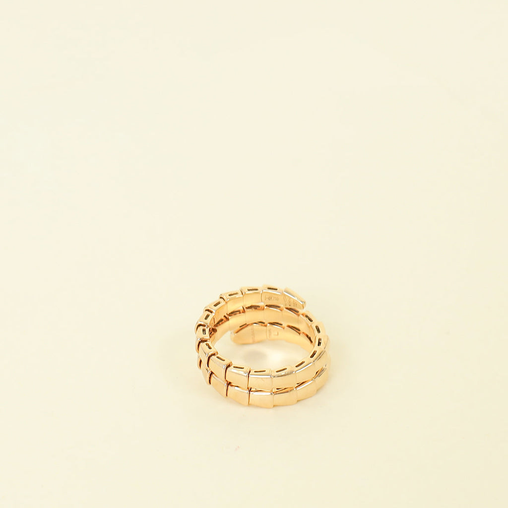 Bvlgari 18K Rose Gold Serpenti Viper Diamond Ring 53