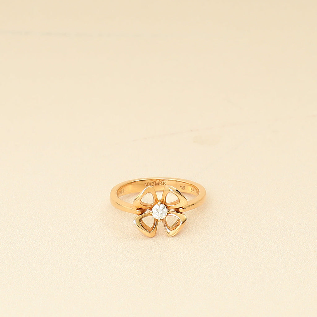Bvlgari 18K Rose Gold Diamond Fiorever Ring 52