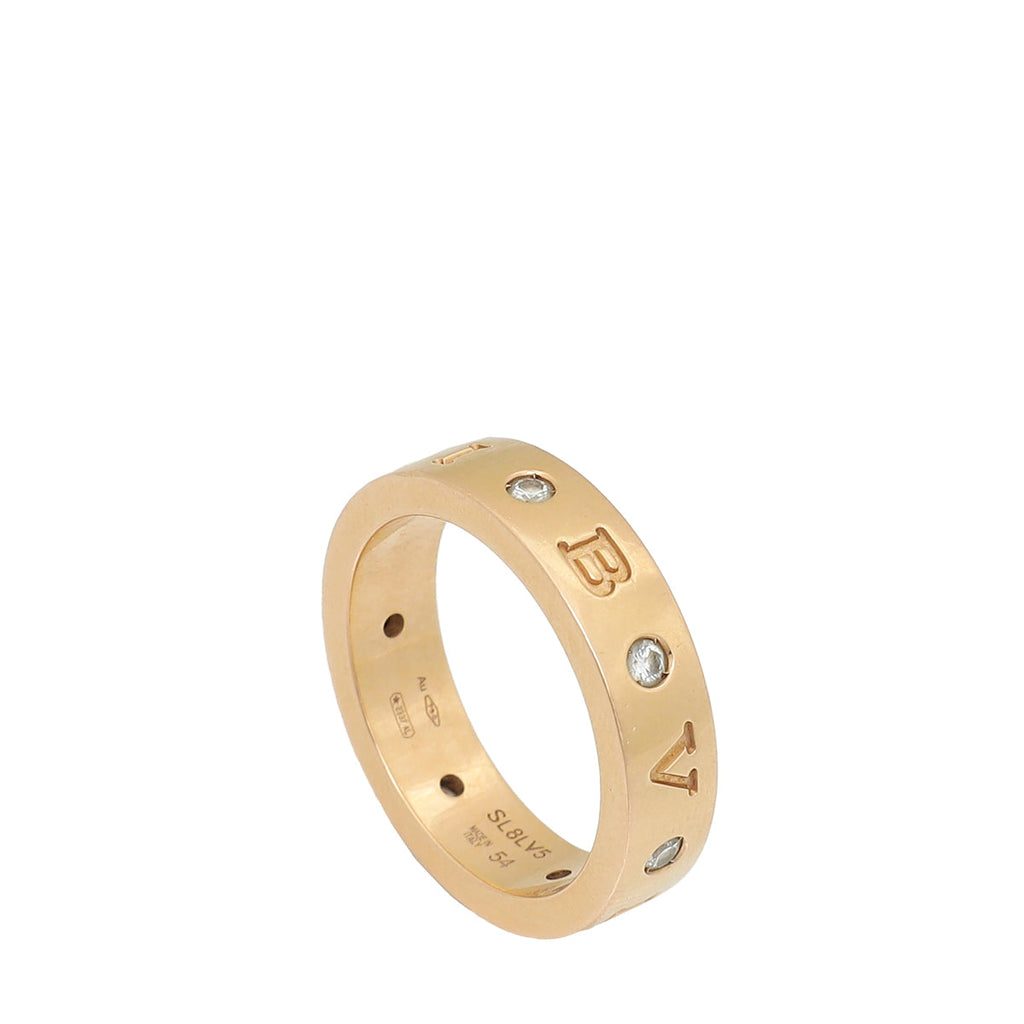 Bvlgari 18K Rose Gold B.Zero1 Diamond Ring 54