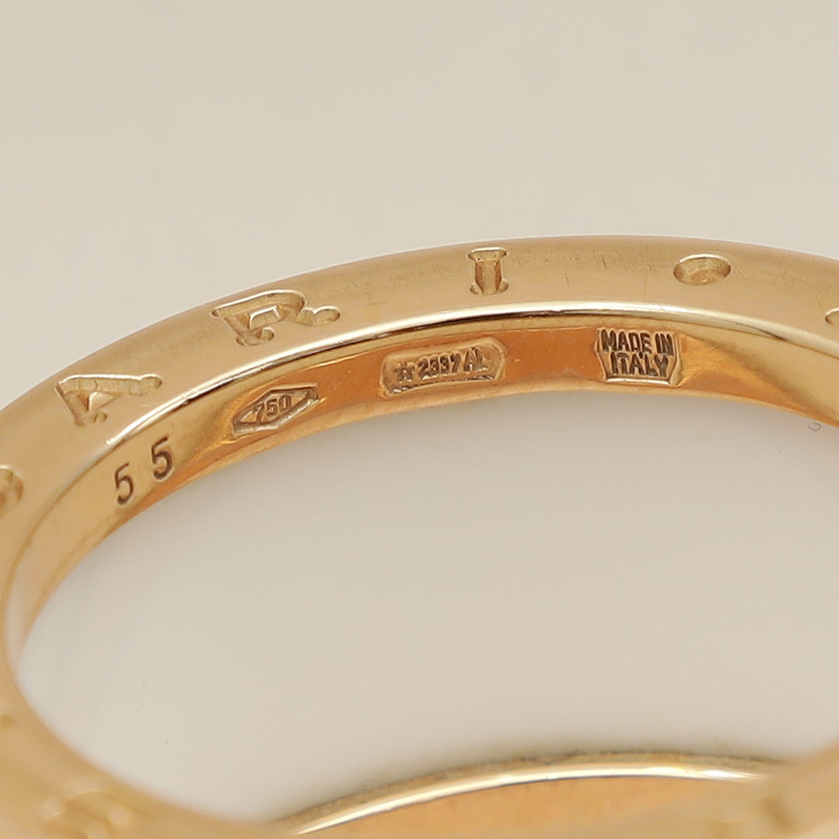 Bvlgari 18K Rose Gold White Ceramic B.Zero 4 Band Ring 55