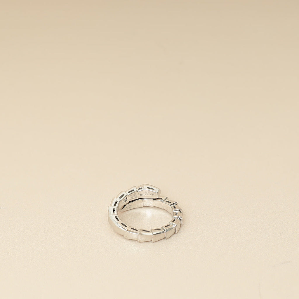Bvlgari 18K White Gold Serpenti Viper Diamond Ring 54-56