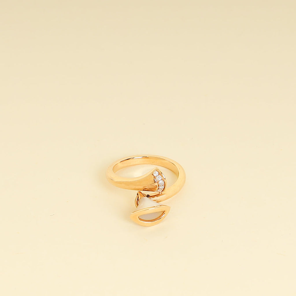 Bvlgari 18K Pink Gold Diamond MOP Diva's Dream Ring 49