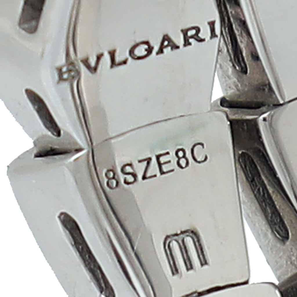 Bvlgari 18K White Gold Diamond Serpenti Viper Two-Coil Medium Ring