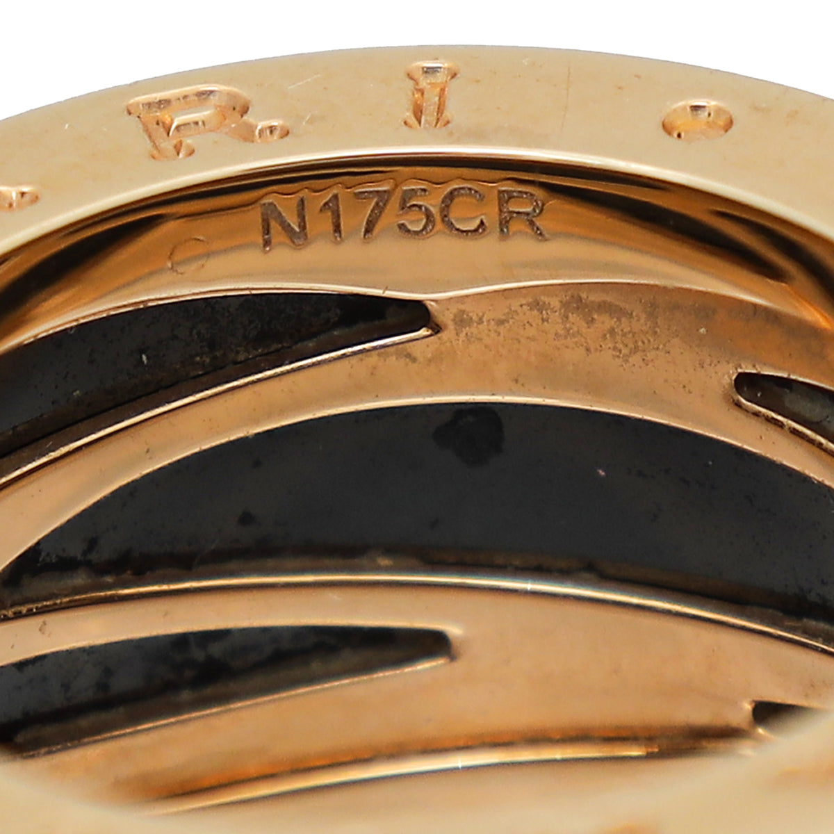 Bvlgari 18K Rose Gold Black Ceramic B Zero1 Design Legend Ring 52