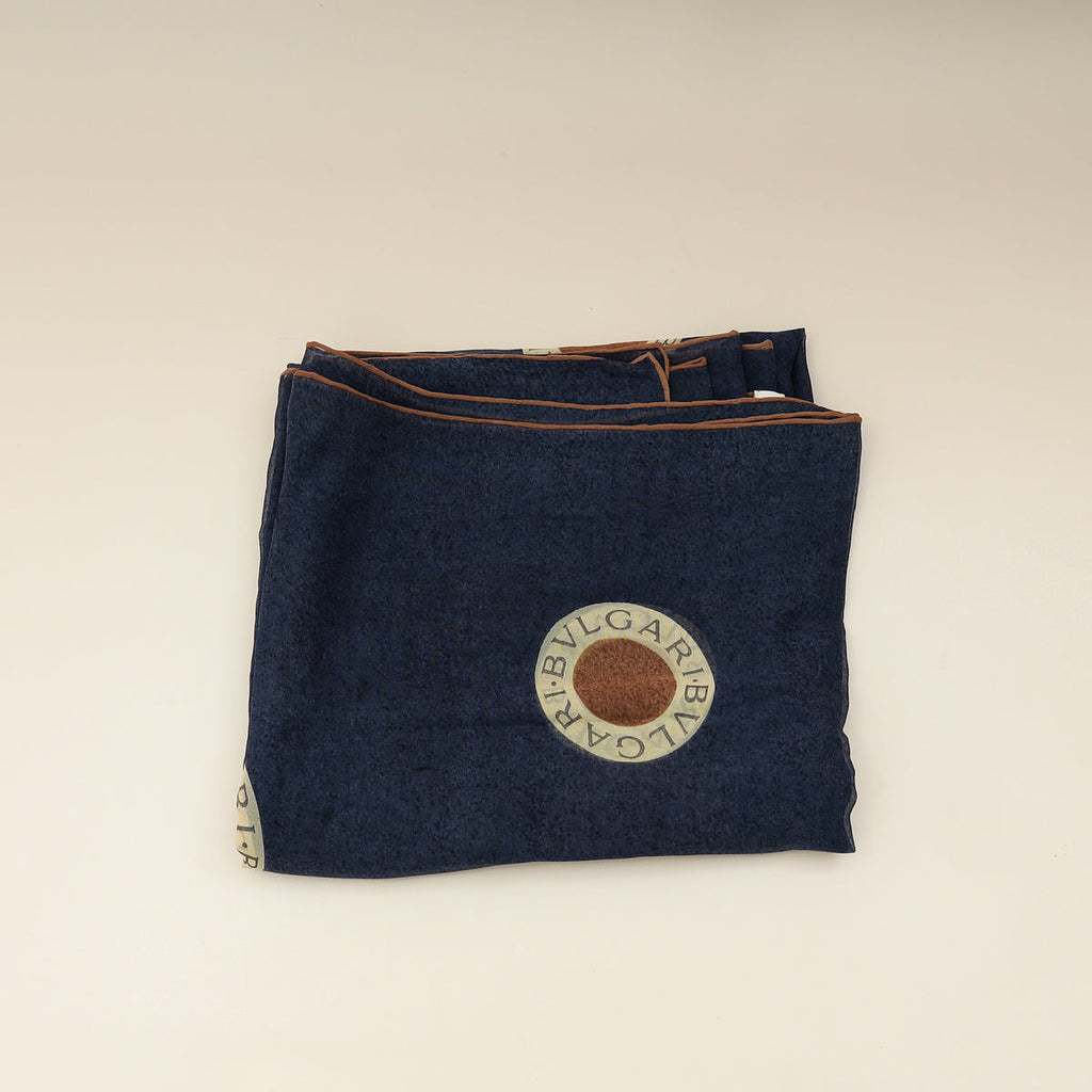 Bvlgari Navy Blue Printed Silk Scarf