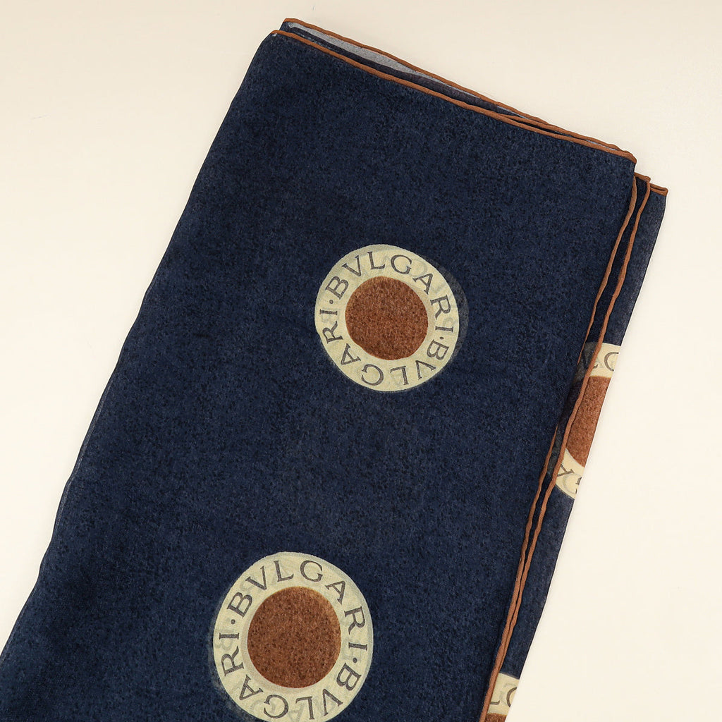 Bvlgari Navy Blue Printed Silk Scarf