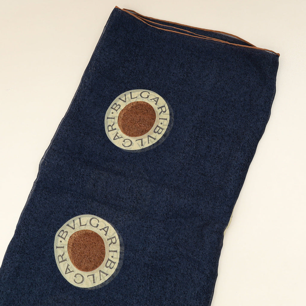 Bvlgari Navy Blue Printed Silk Scarf