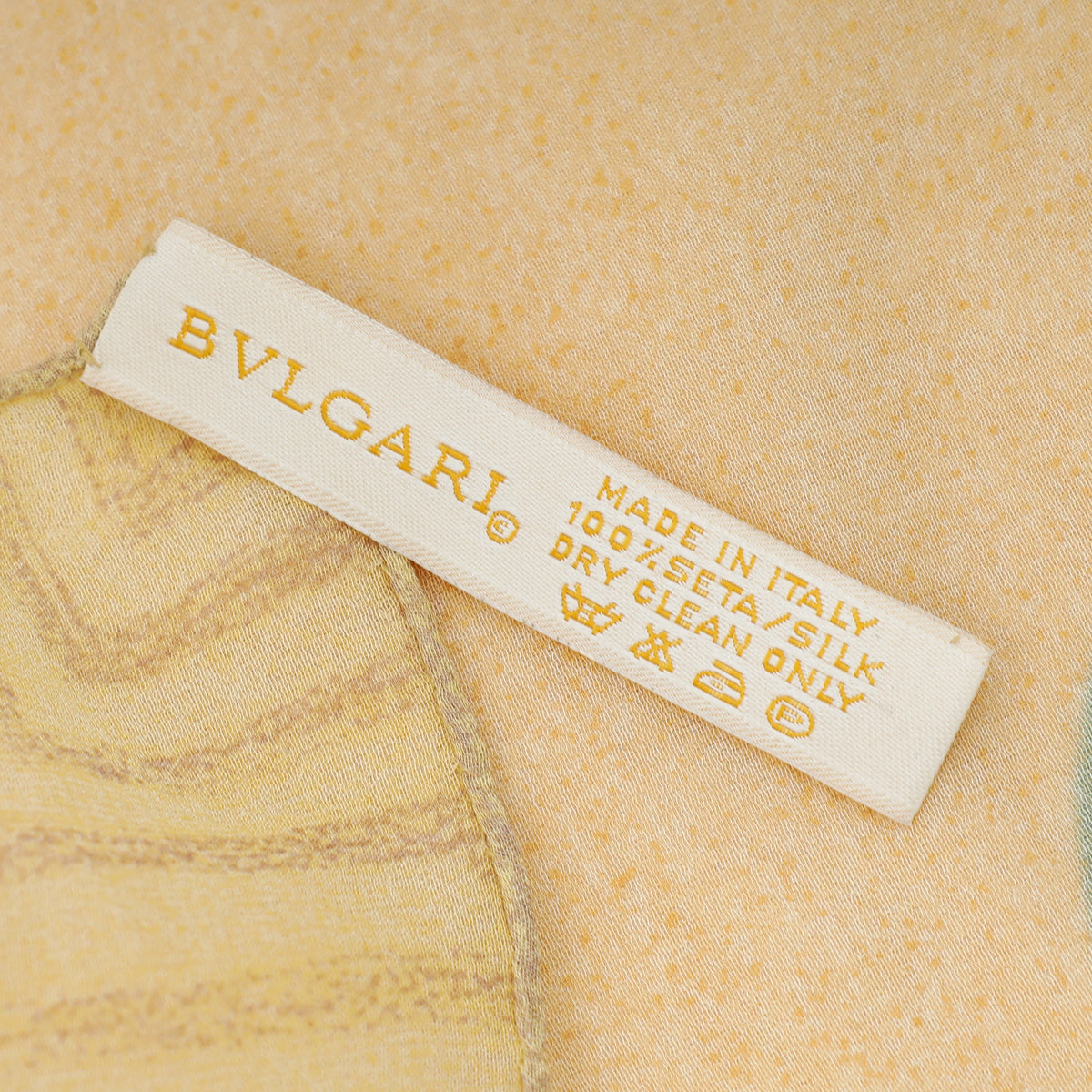 Bvlgari Light Yellow Printed Silk Scarf