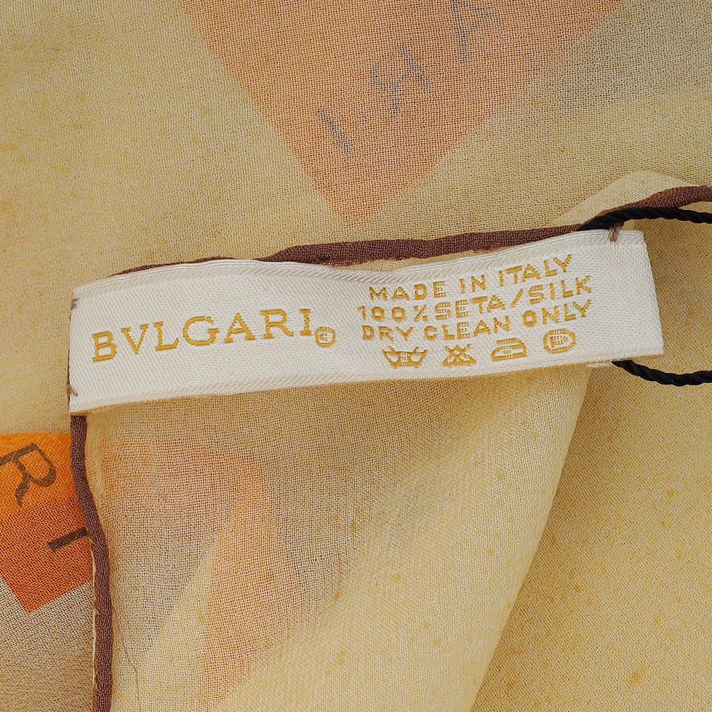Bvlgari Yellow Printed Silk Scarf