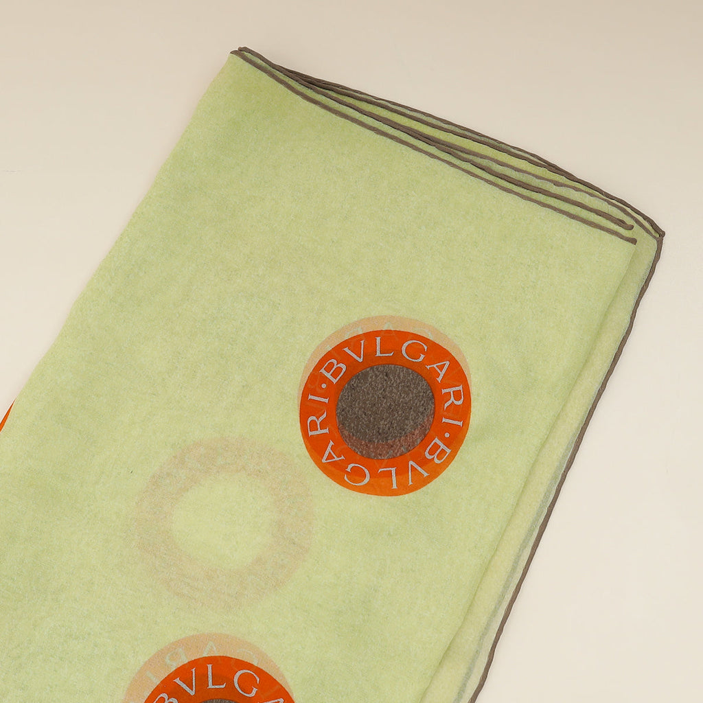 Bvlgari Yellow Green Printed Silk Scarf