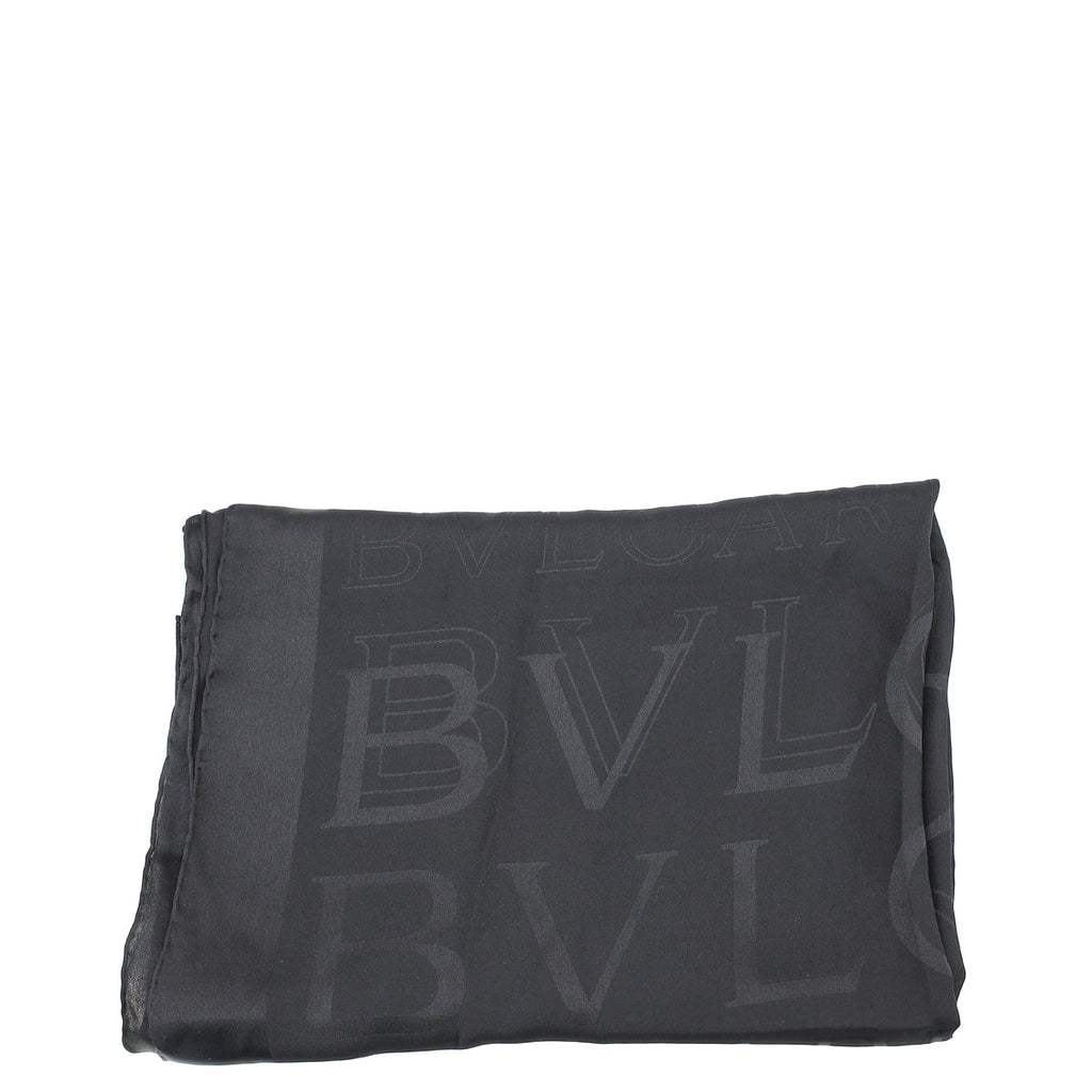 Bvlgari Black Logo Silk Scarf