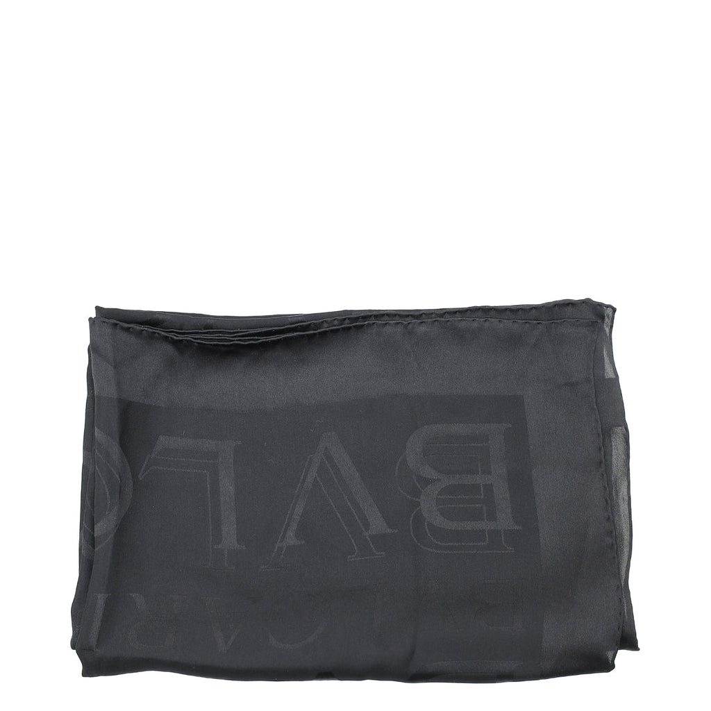 Bvlgari Black Logo Silk Scarf