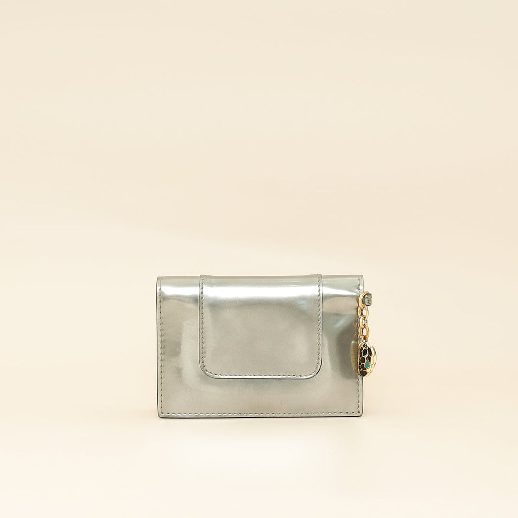 Bvlgari Metallic Grey Serpenti Forever Folded Card Holder
