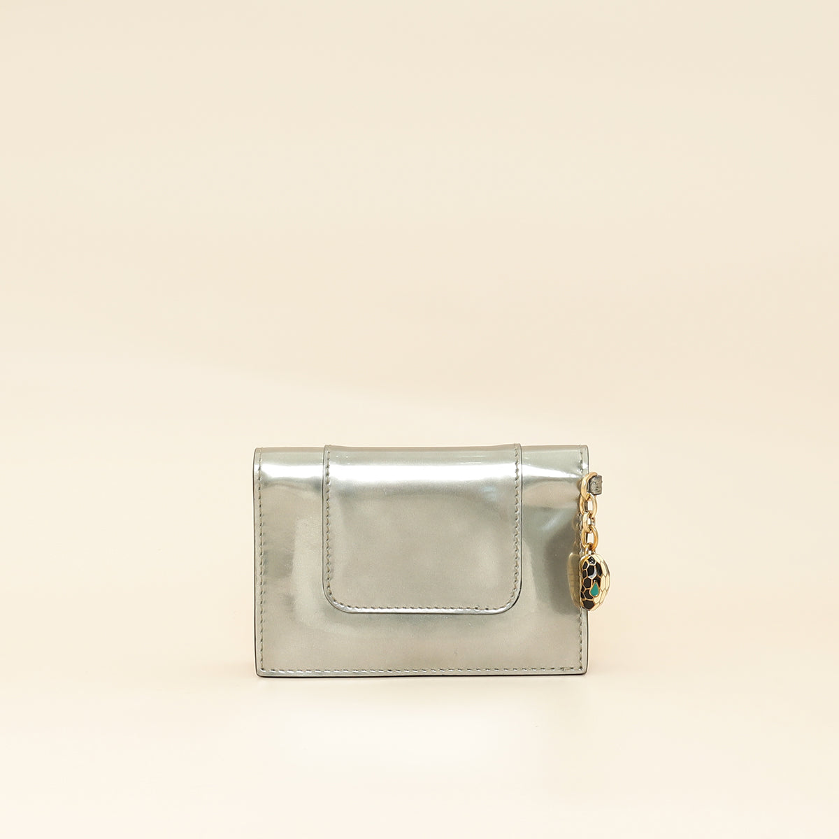 Bvlgari Metallic Grey Serpenti Forever Folded Card Holder