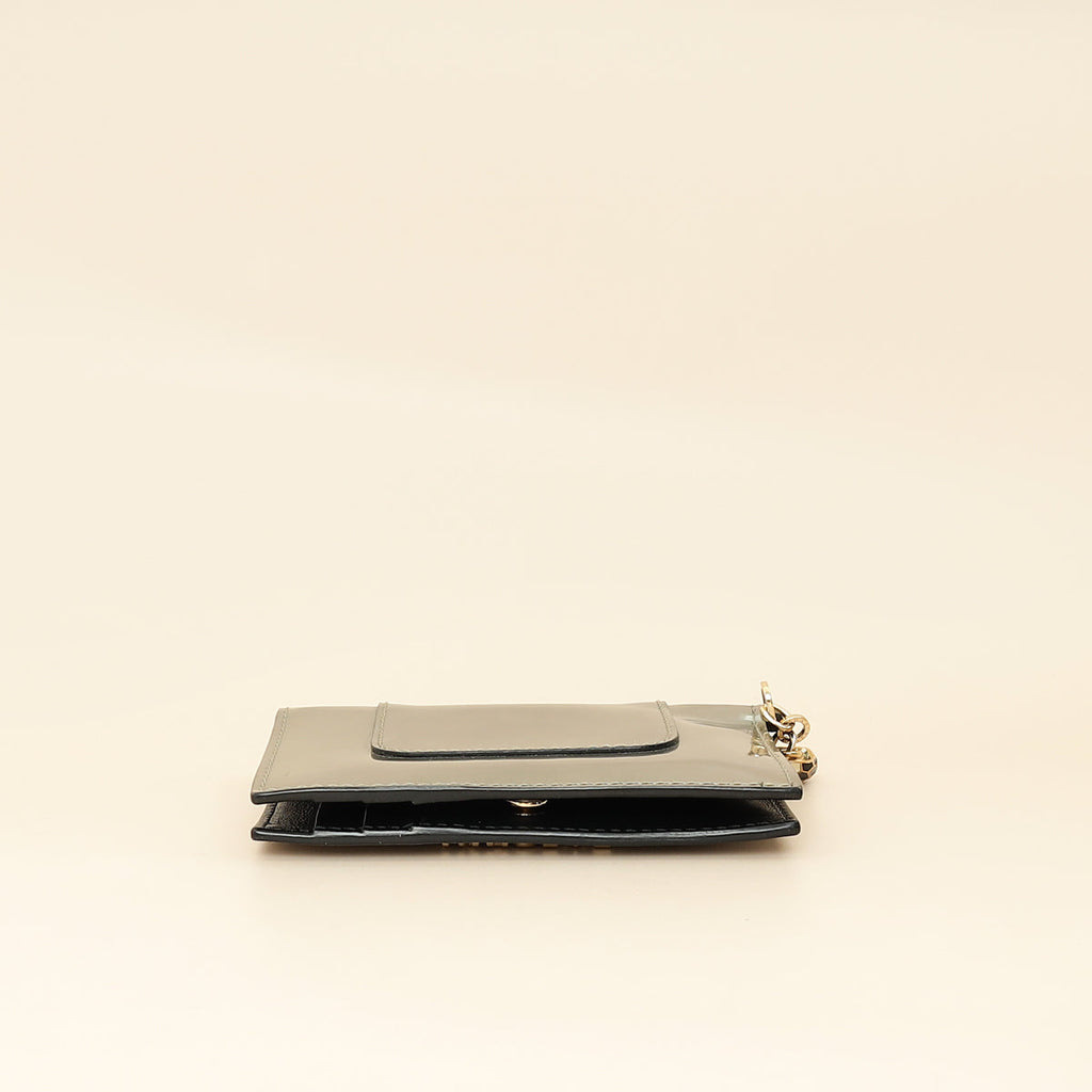 Bvlgari Metallic Grey Serpenti Forever Folded Card Holder
