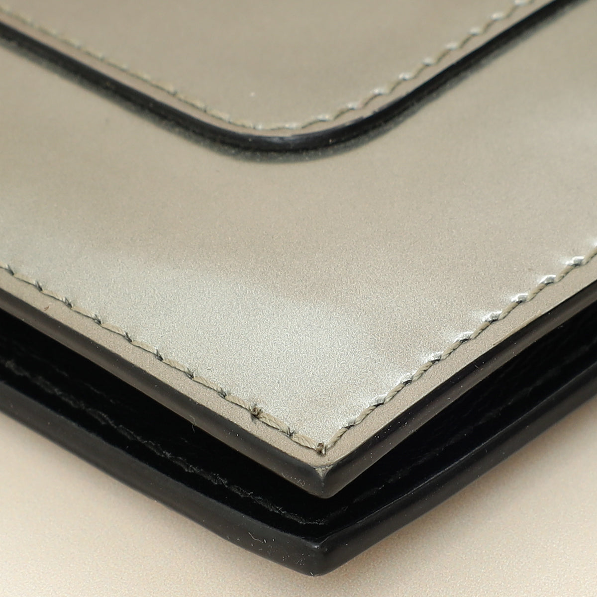 Bvlgari Metallic Grey Serpenti Forever Folded Card Holder