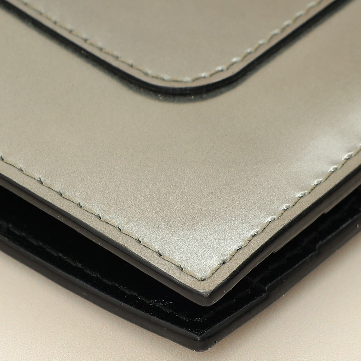 Bvlgari Metallic Grey Serpenti Forever Folded Card Holder