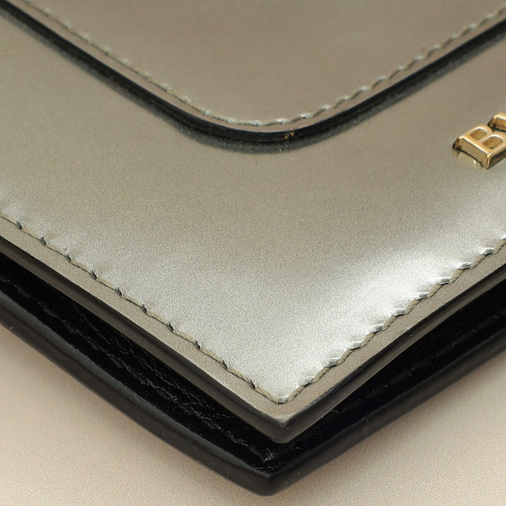 Bvlgari Metallic Grey Serpenti Forever Folded Card Holder