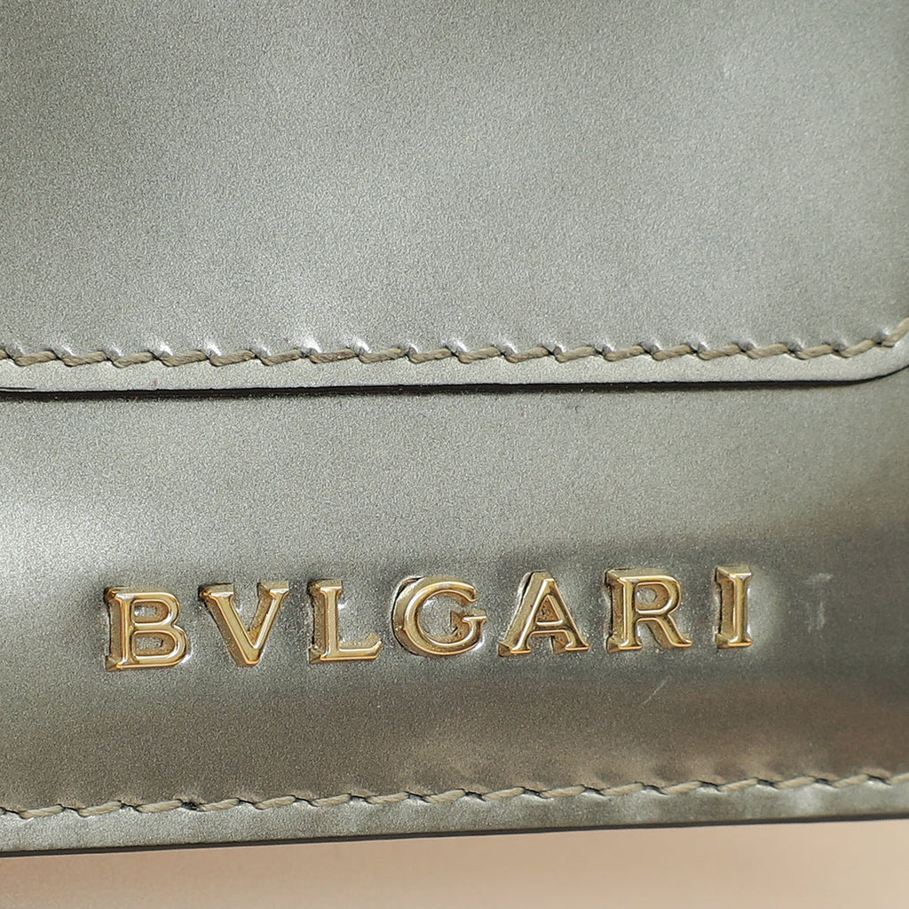 Bvlgari Metallic Grey Serpenti Forever Folded Card Holder