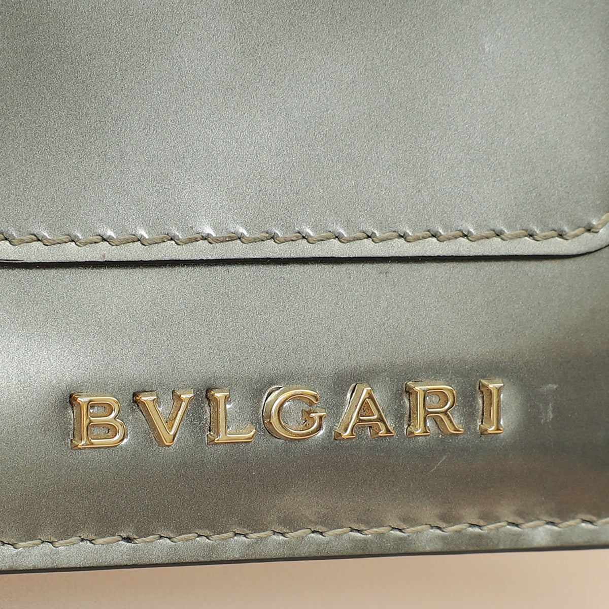 Bvlgari Metallic Grey Serpenti Forever Folded Card Holder