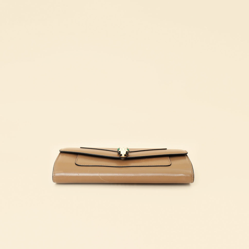 Bvlgari Brown Serpenti Forever Flap Long Wallet