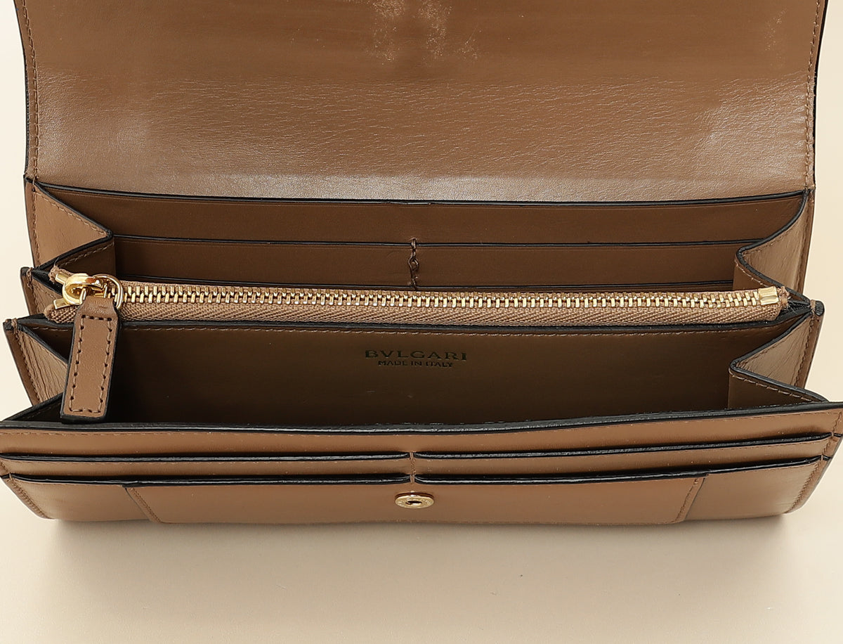 Bvlgari Brown Serpenti Forever Flap Long Wallet