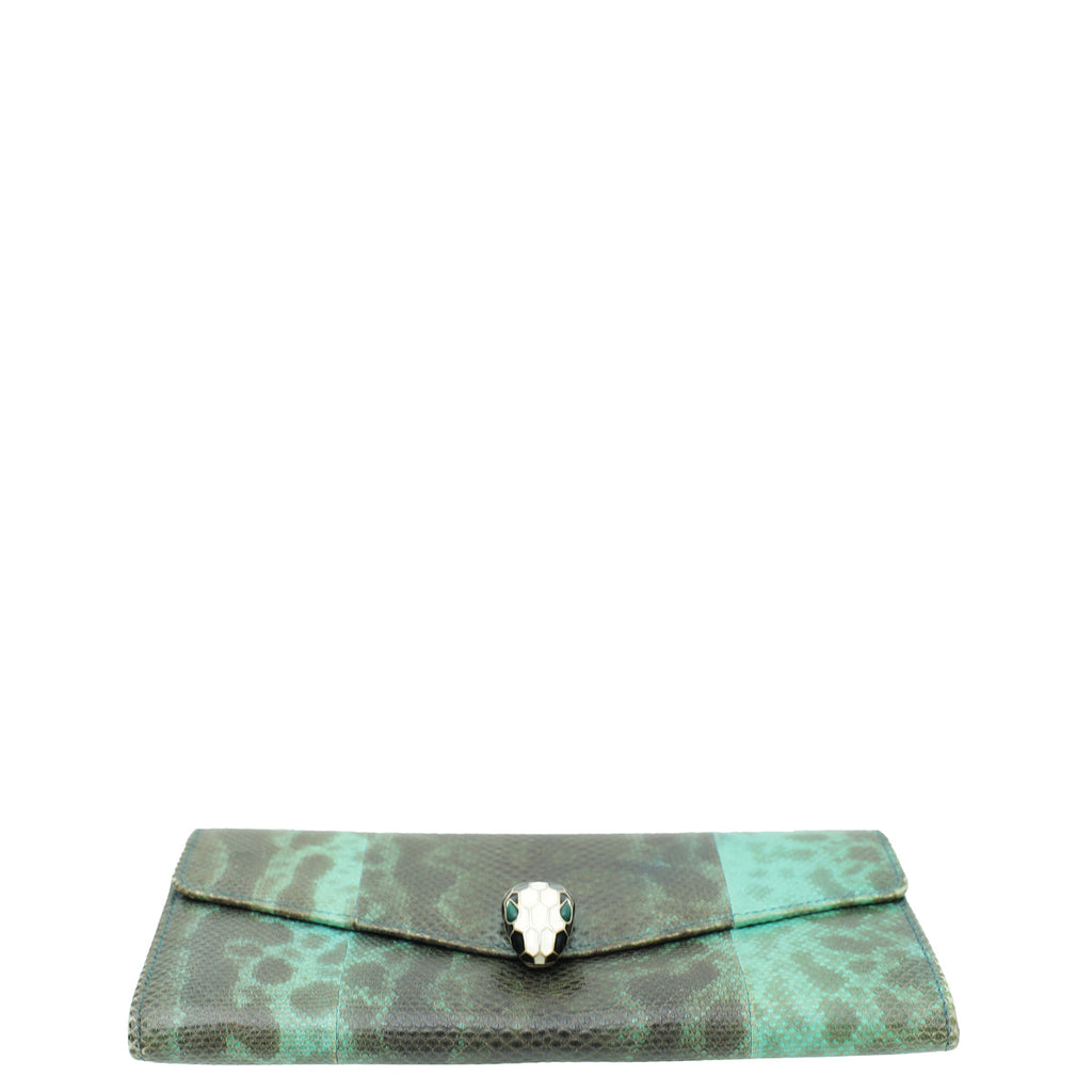 Bvlgari Green Karung Serpenti Flap Wallet