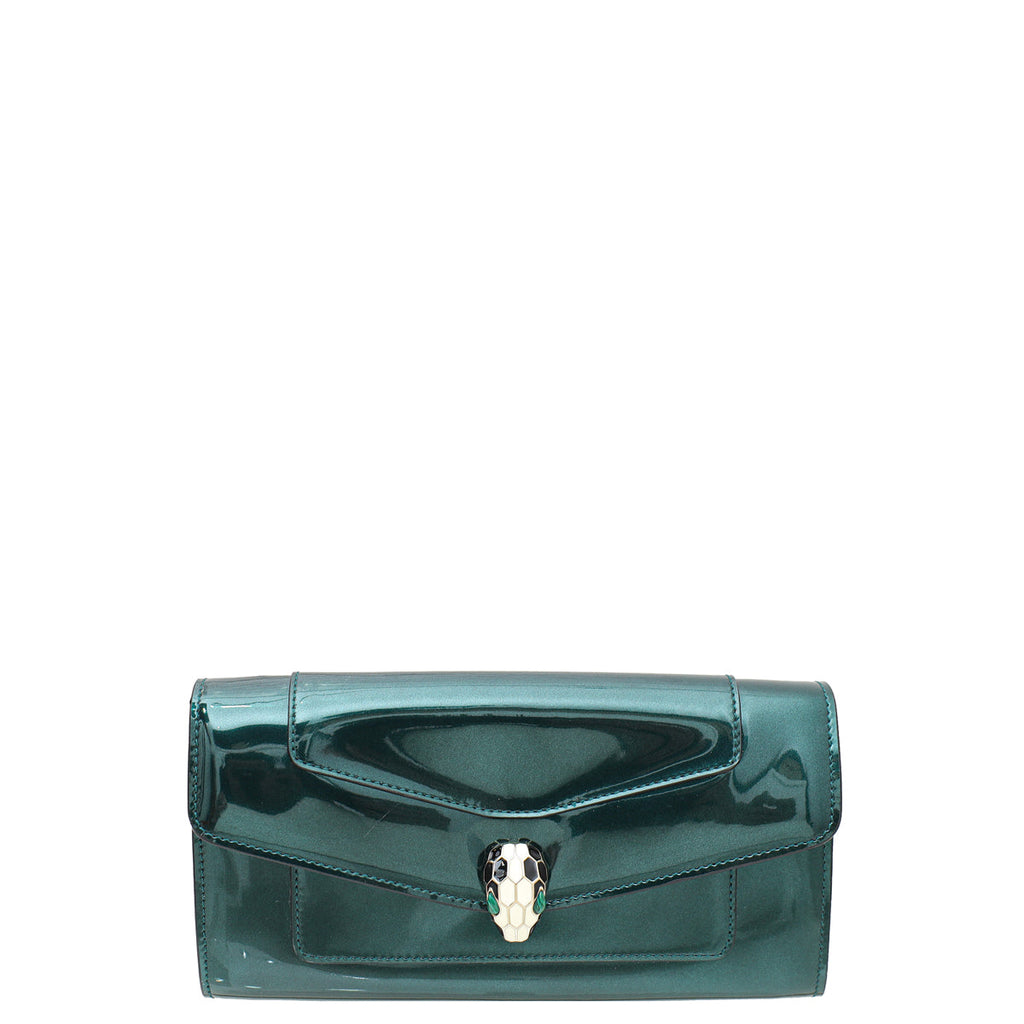 Bvlgari Emerald Green Serpenti Forever Continental Wallet