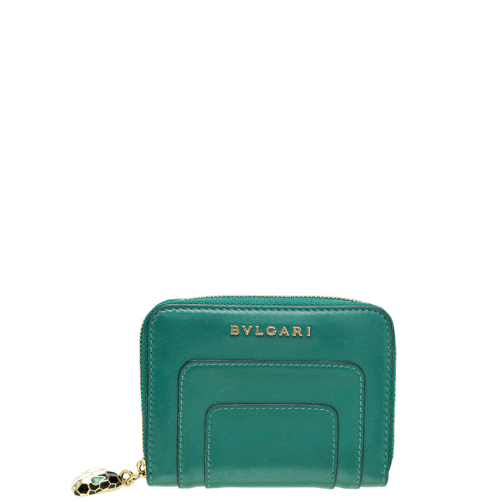 Bvlgari Green Serpenti Forever Zip Around Wallet
