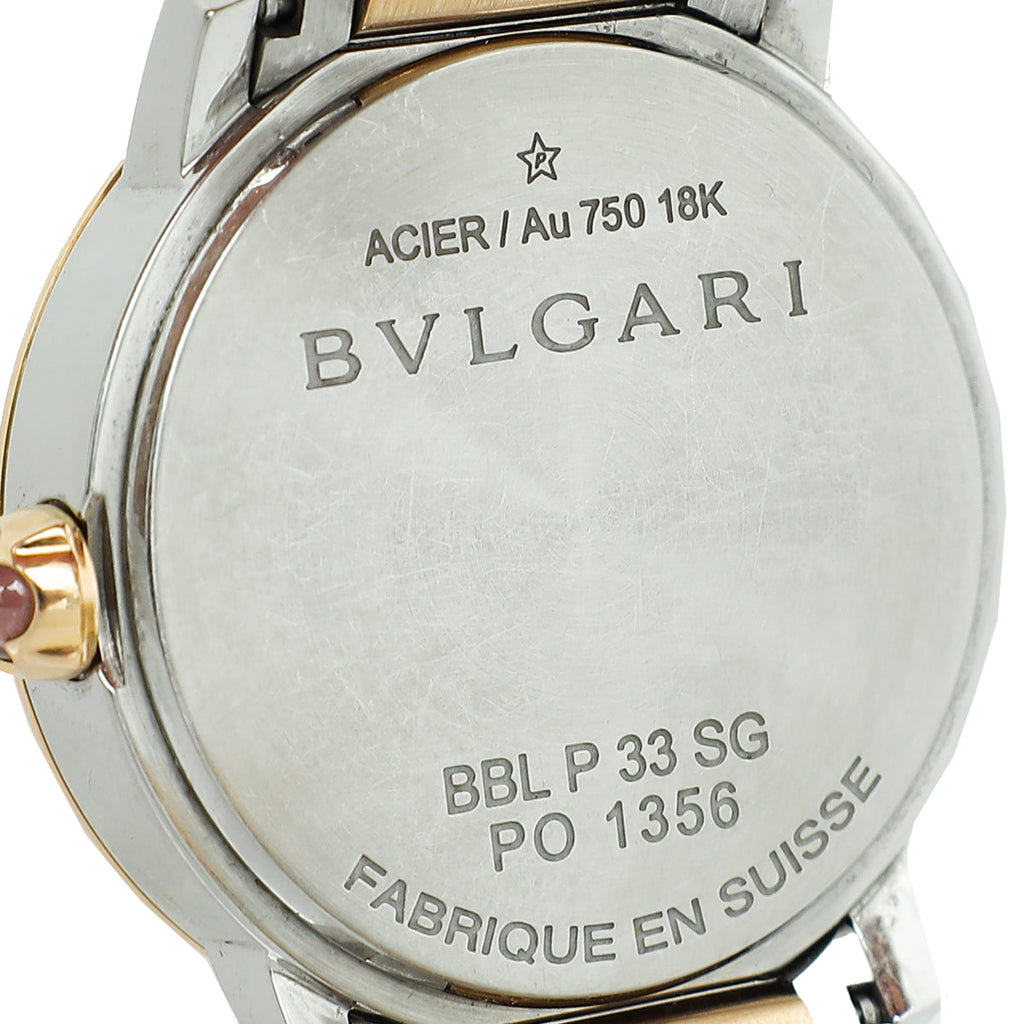 Bvlgari 18K Yellow Gold Stainless Steel Diamond MOP 33mm Automatic Watch