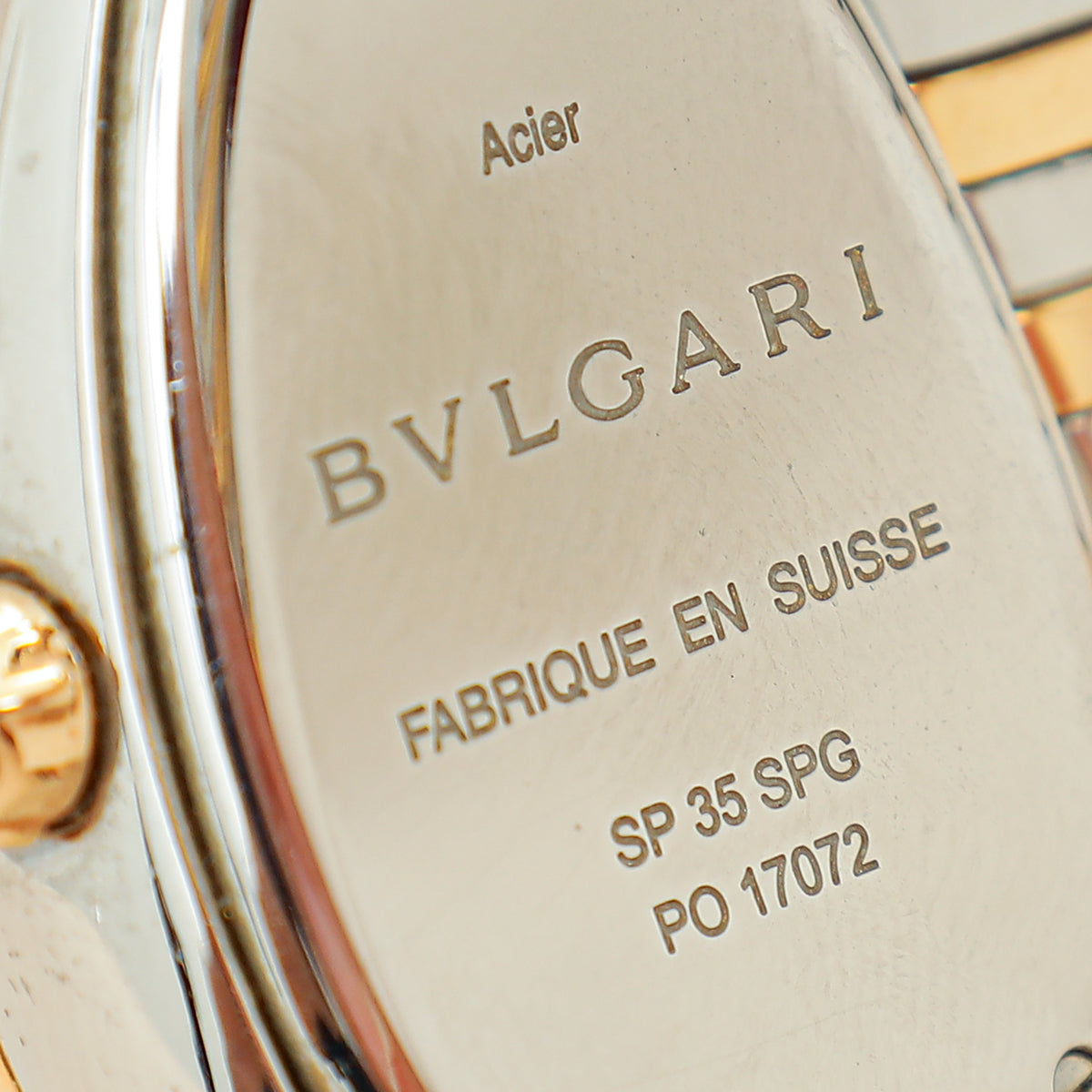 Bvlgari Stainless Steel Rose Gold Diamond Serpenti Tubogas Single Spiral Quartz 35mm Small Watch